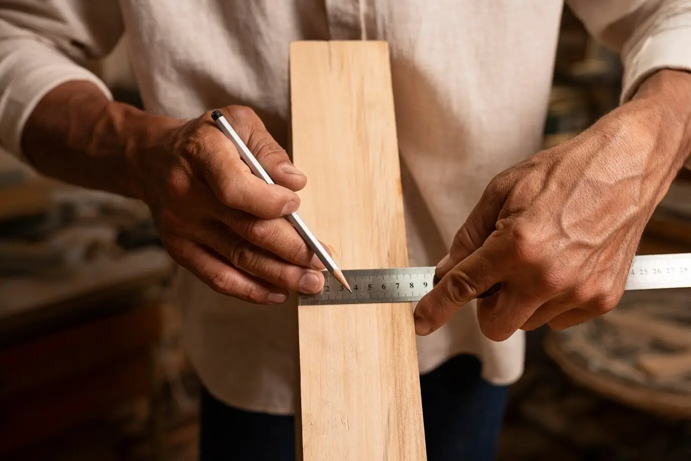 An artisan engaged in woodcutting.